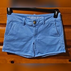 American Eagle Outfitters Super Stretch Twill Midi Short, blue, Size 4